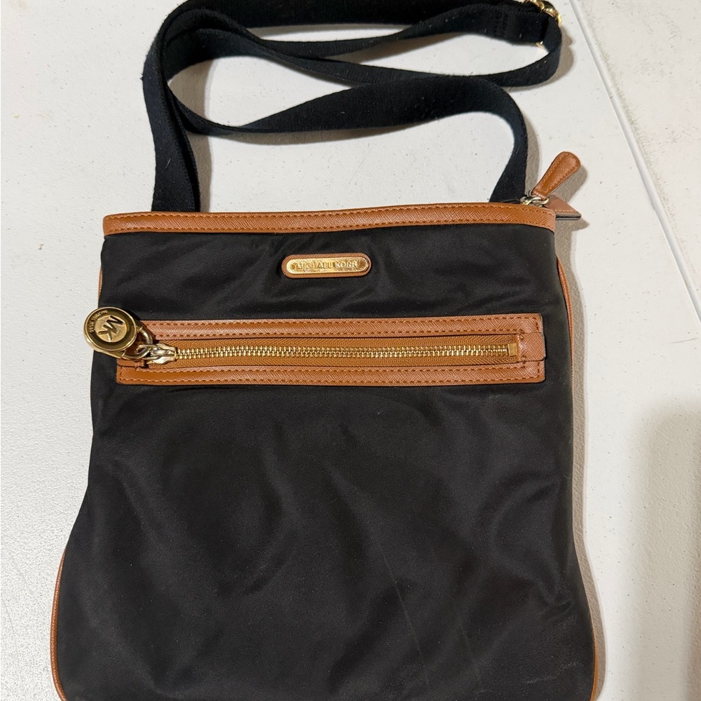 Michael Kors Black and Tan Messenger Bag
